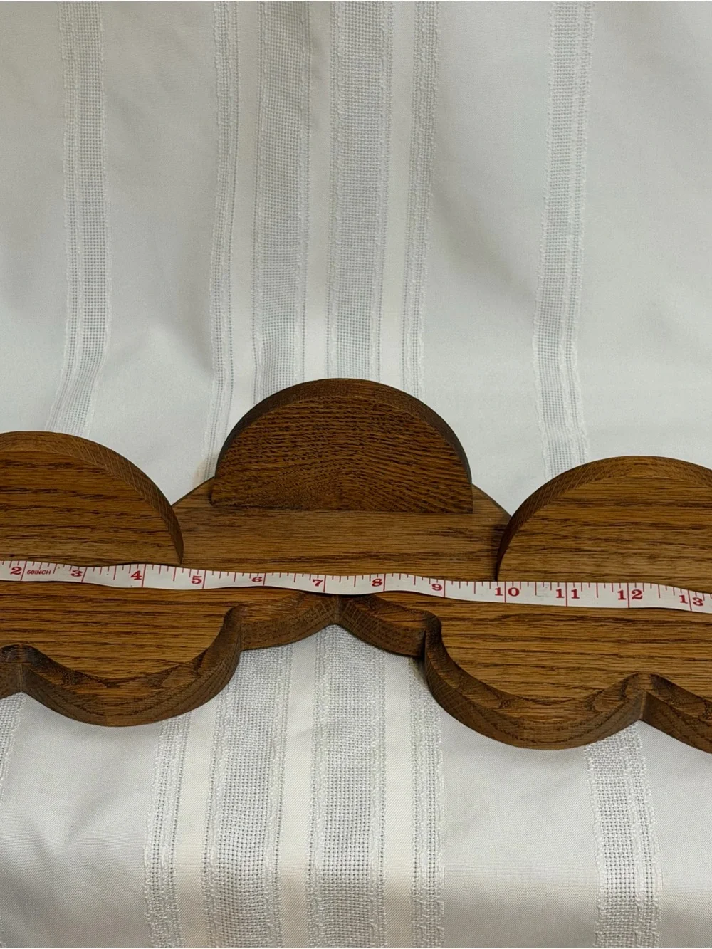 16” Vintage Oak Triple Heart Wall Shelf with Peg Hooks Rustic Country Home Decor